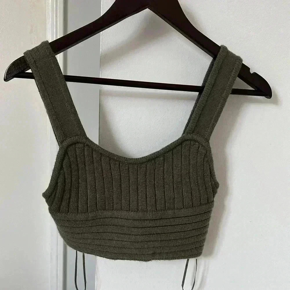 Zara Green Sweater Crop Tank Top